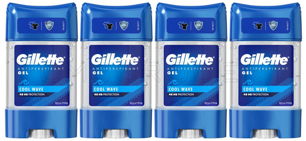 3 GILLETTE COOL WAVE Antiperspirant Gel Stick 48h Protection For Men 70ml