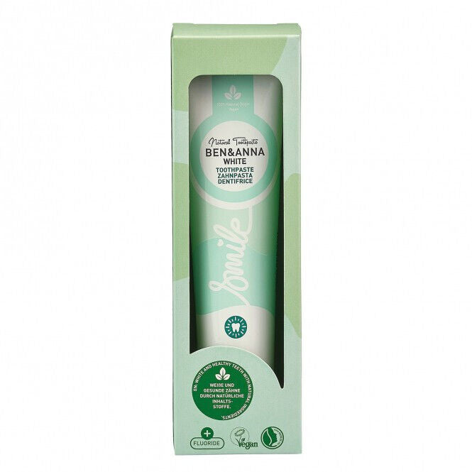 3 BEN & ANNA WHITE Natural Whitening Vegan Fluoride Toothpaste 75ml 2.5fl. oz