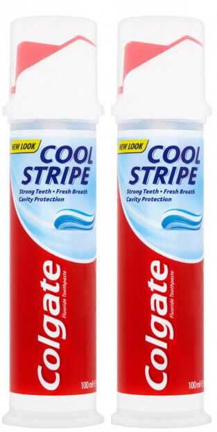 2 COLGATE COOL STRIPE Cavity Protection Pump Toothpaste 100ml 3.4fl. oz