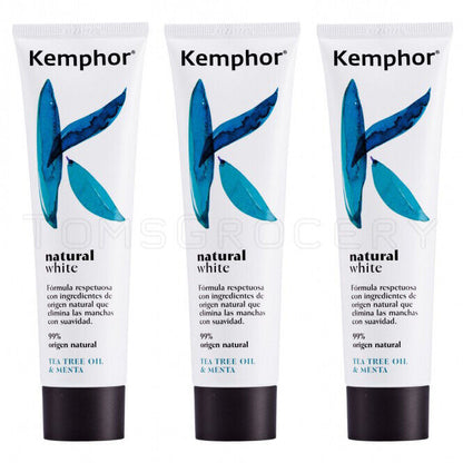 3 KEMPHOR NATURAL WHITE Toothpaste with Tea Tree Oil & Mint 100ml 3.4fl. oz