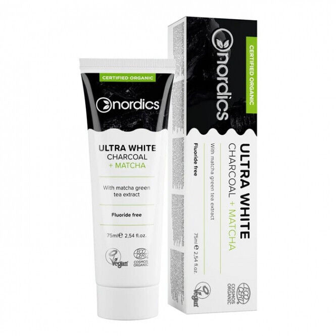 3 NORDICS ULTRA WHITE Charcoal & Matcha Natural Toothpaste 75ml 2.54fl. oz