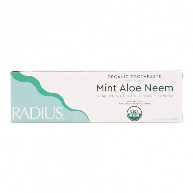 3 RADIUS Mint Aloe Neem Organic Daily Toothpaste for Sensitive Teeth 85g 3oz