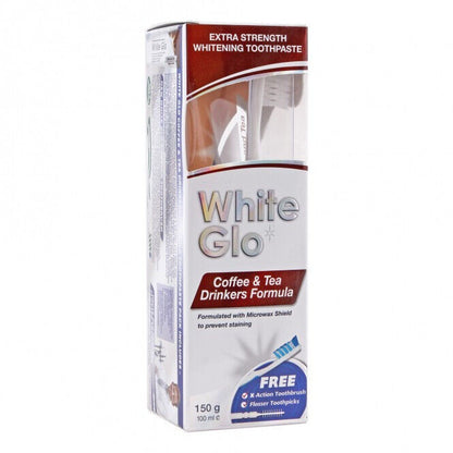 WHITE GLO COFFEE & TEA DRINKERS FORMULA Extra Strength Whitening Toothpaste