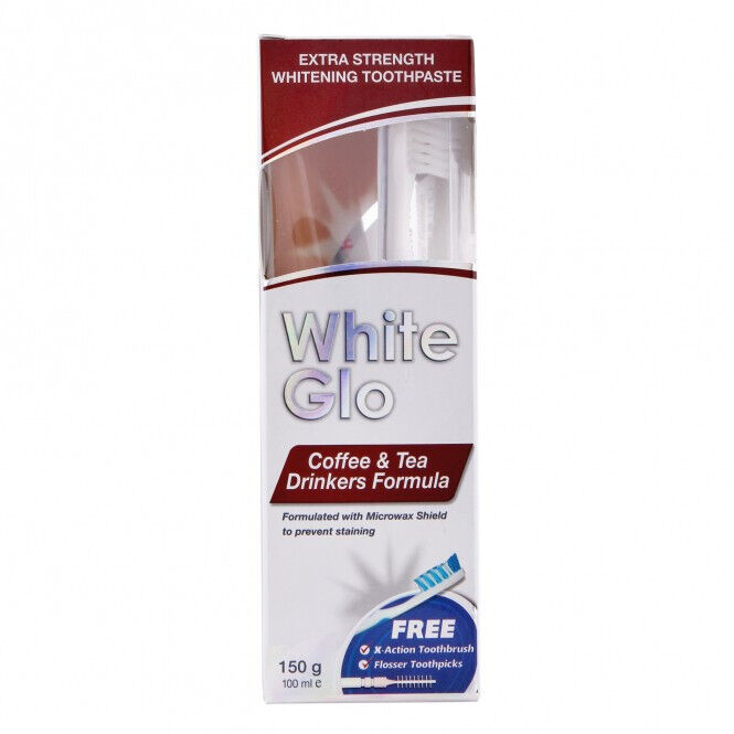 WHITE GLO COFFEE & TEA DRINKERS FORMULA Extra Strength Whitening Toothpaste