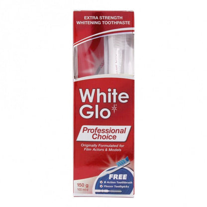 WHITE GLO Professional Choice Extra Strength Whitening Toothpaste Kit 100ml