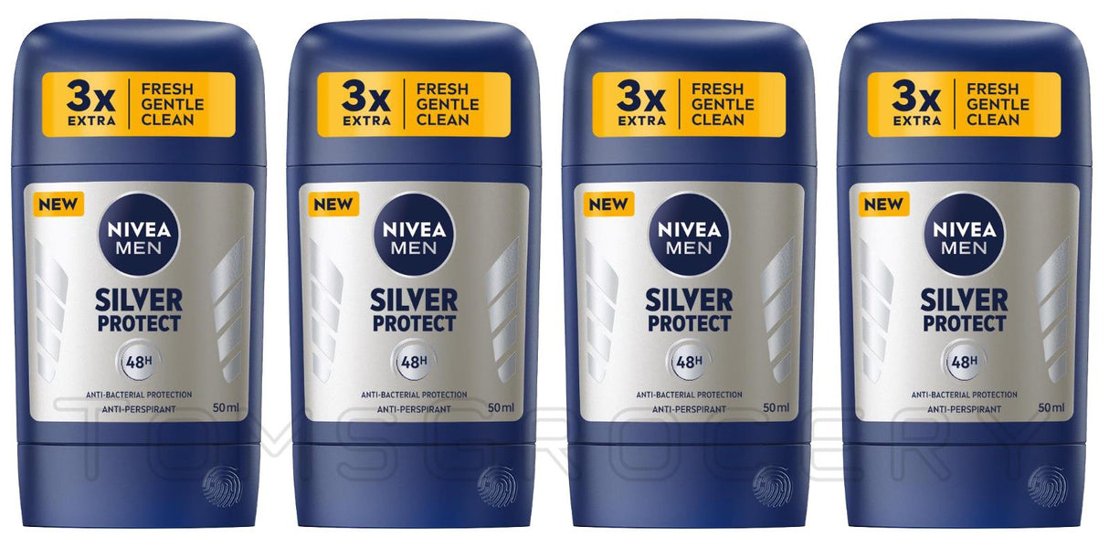 4 NIVEA MEN SILVER PROTECT Antiperspirant 48h Anti-Bacterial Protection Sticks