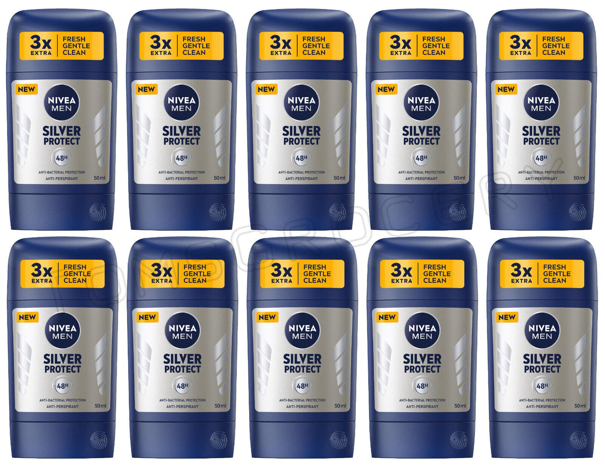 10 NIVEA MEN SILVER PROTECT Antiperspirant 48h Anti-Bacterial Protection Sticks