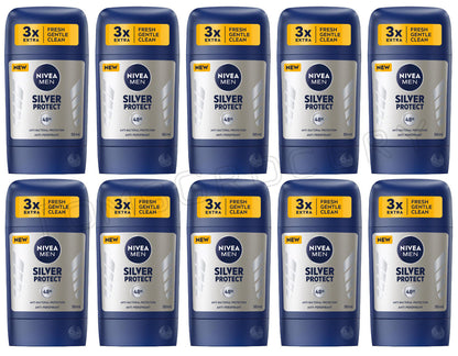 10 NIVEA MEN SILVER PROTECT Antiperspirant 48h Anti-Bacterial Protection Sticks