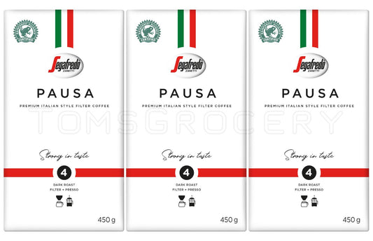 3 SEGAFREDO PAUSA Premium Italian Style Filter Coffee 450g 16oz