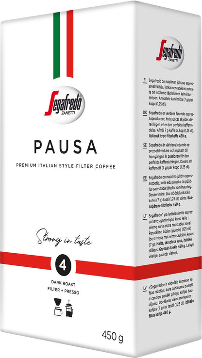 3 SEGAFREDO PAUSA Premium Italian Style Filter Coffee 450g 16oz