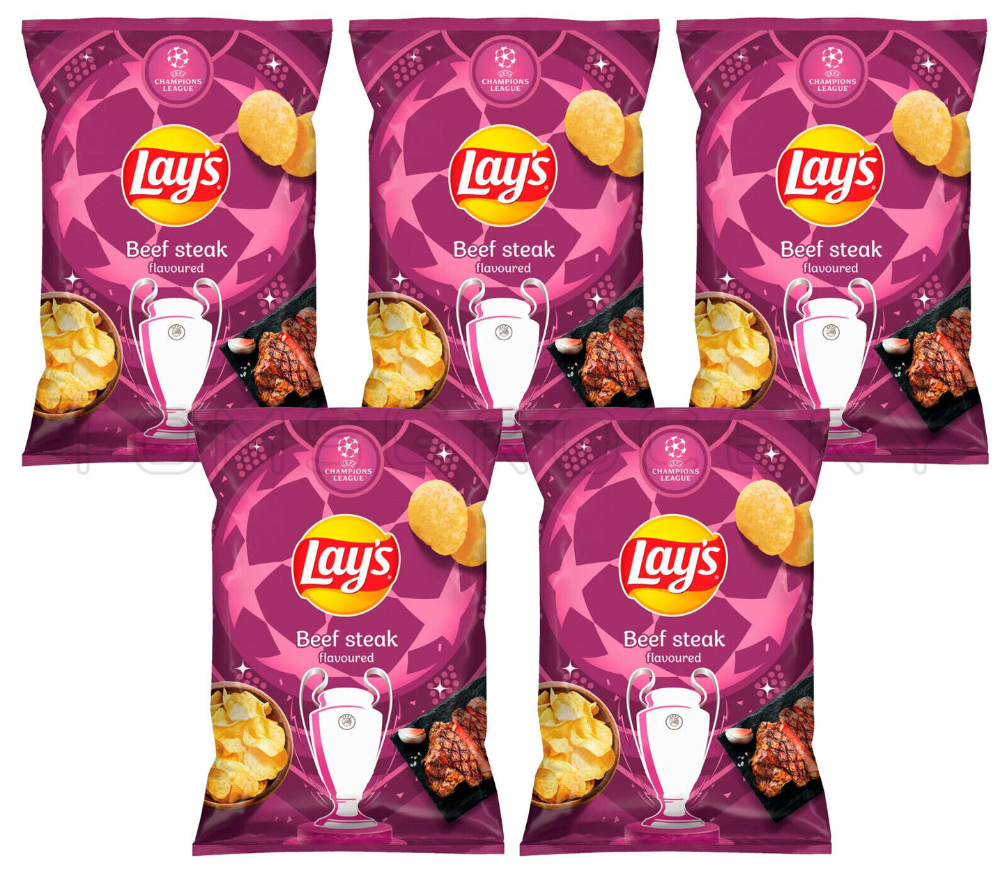 5 LAYS Beef Steak Flavor Potato Chips Crisps Snacks 130g 4.6oz