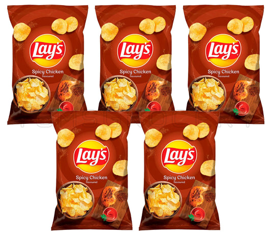 5 LAYS Spicy Chicken Flavor Potato Chips Crisps Snacks 130g 4.6oz