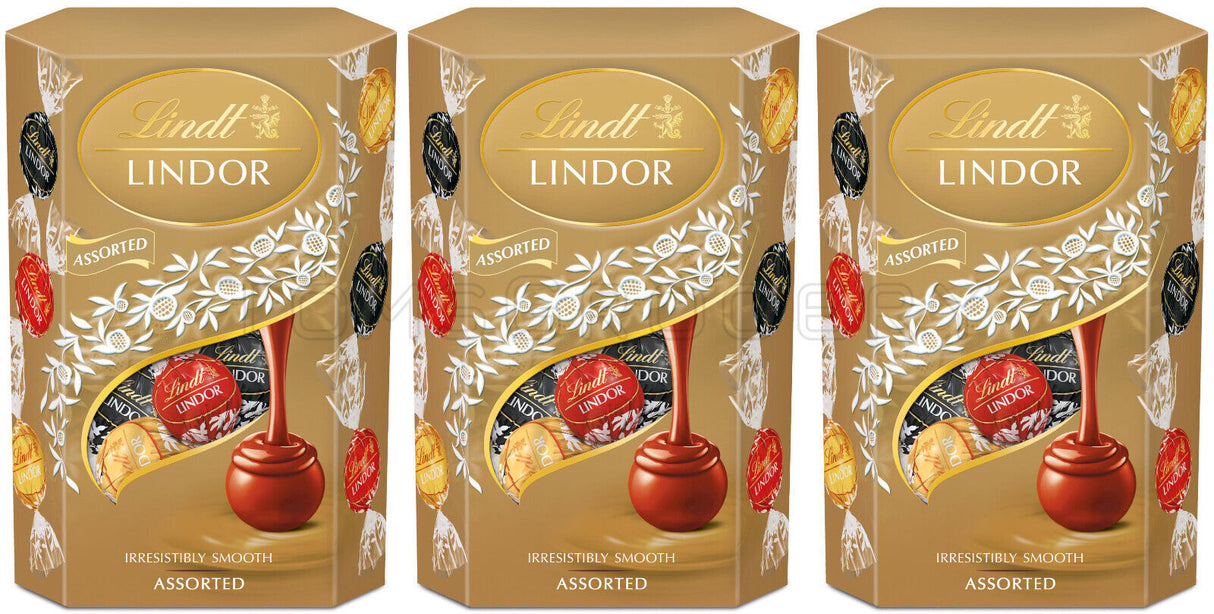 3 LINDT LINDOR Assorted Candy Chocolate Balls with Cream Filling 200g 7.06oz