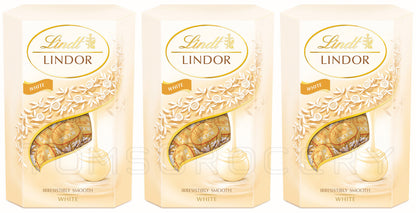 3 LINDT LINDOR White Chocolate Balls with Cream Filling Made in Swiss 200g