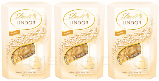 3 LINDT LINDOR White Chocolate Balls with Cream Filling Made in Swiss 200g