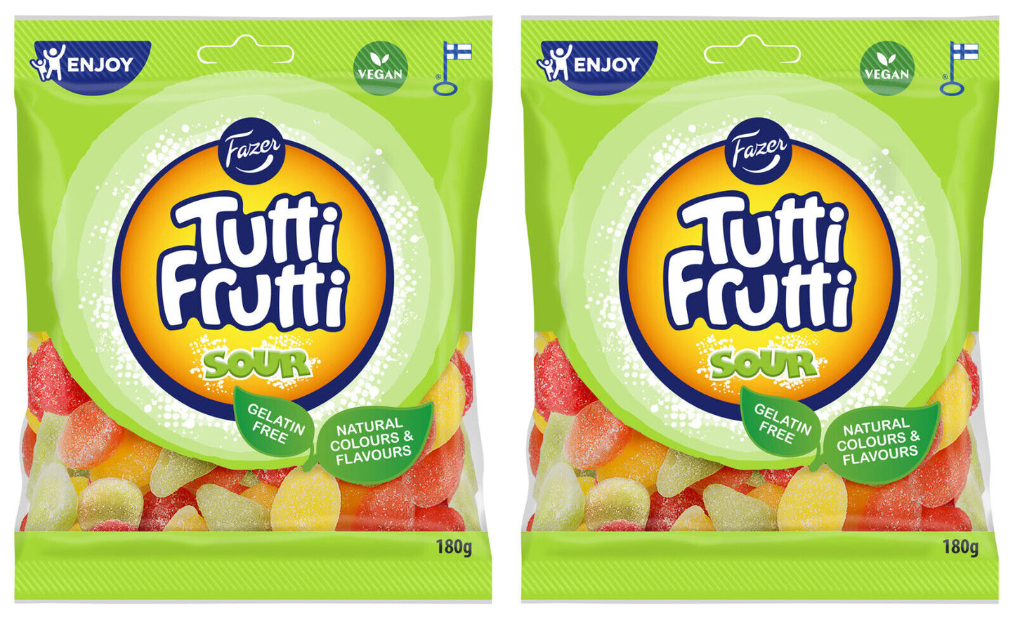 2 FAZER TUTTI FRUTTI Sour Fruit Flavor Gummy Candy Party Sweets 180g 6.3oz