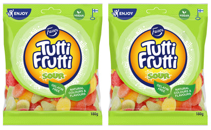 2 FAZER TUTTI FRUTTI Sour Fruit Flavor Gummy Candy Party Sweets 180g 6.3oz