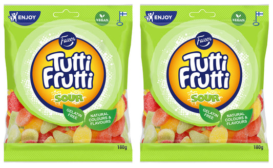 2 FAZER TUTTI FRUTTI Sour Fruit Flavor Gummy Candy Party Sweets 180g 6.3oz