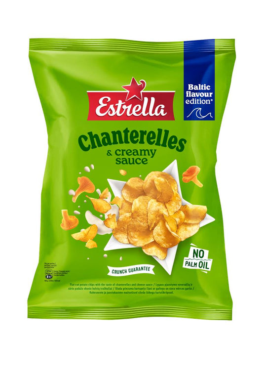 ESTRELLA Chanterelles & Creamy Sauce Flavor Potato Chips Snacks NEW 170g 6oz