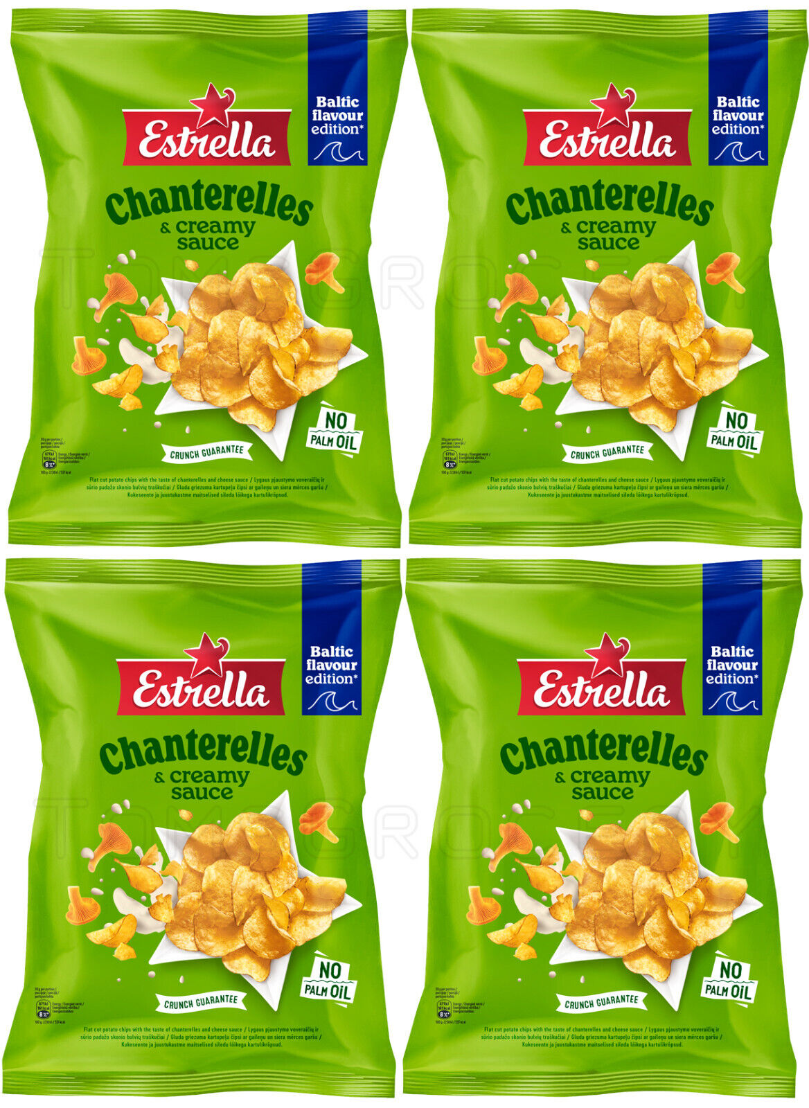 4 ESTRELLA Chanterelles & Creamy Sauce Flavor Potato Chips Snacks NEW 170g 6oz