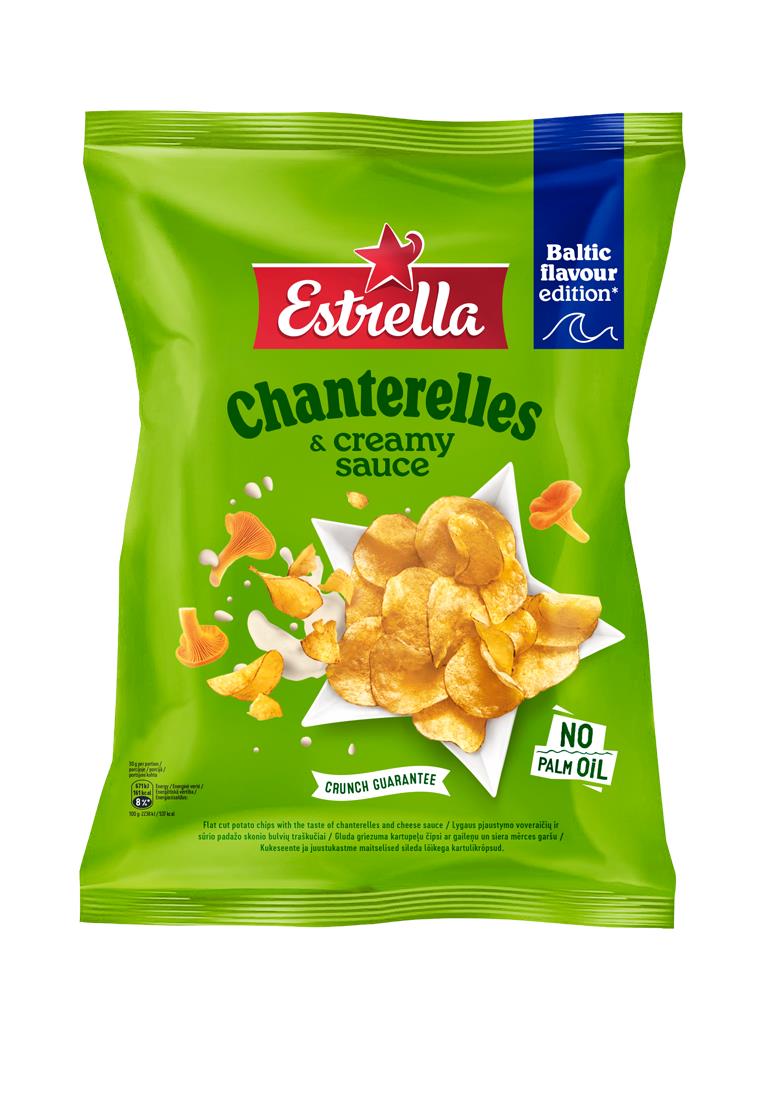 4 ESTRELLA Chanterelles & Creamy Sauce Flavor Potato Chips Snacks NEW 170g 6oz