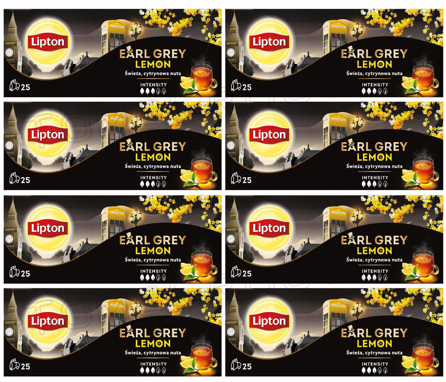 8 LIPTON EARL GREY LEMON Flavor Black Tea Infusion Boxes (200 servings total)