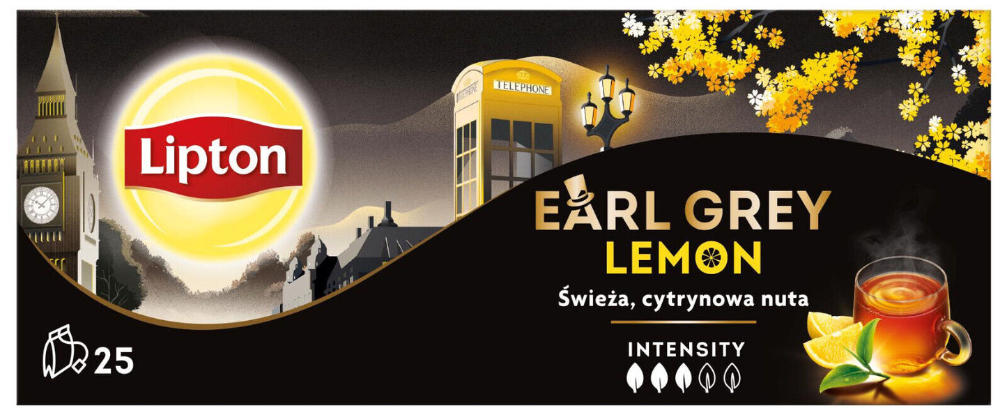 8 LIPTON EARL GREY LEMON Flavor Black Tea Infusion Boxes (200 servings total)