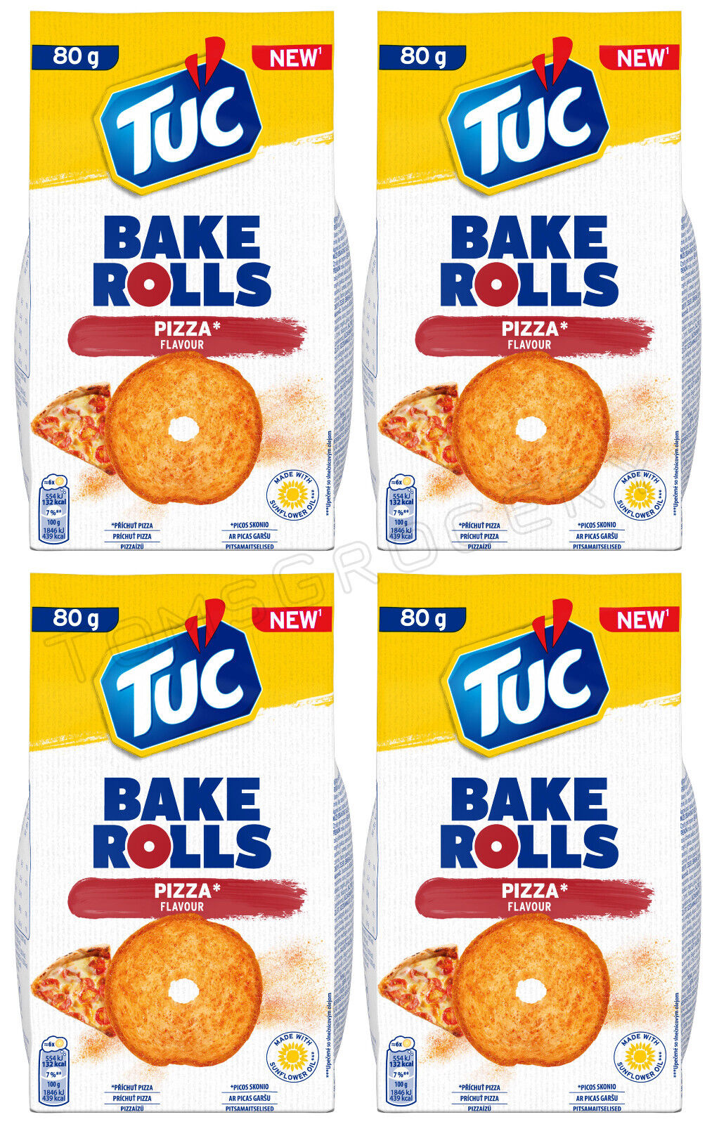 4 TUC BAKE ROLLS Pizza Flavor Oven Baked Bread Bites Snacks 80g 2.8oz
