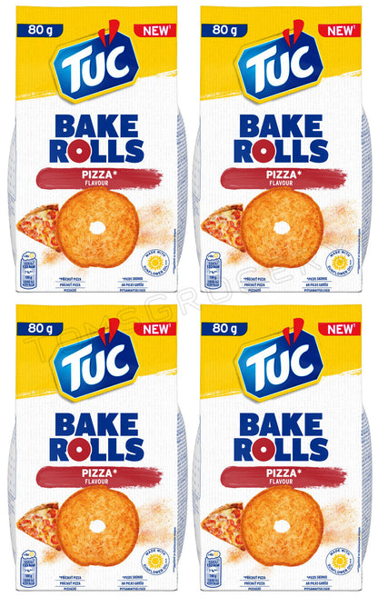 4 TUC BAKE ROLLS Pizza Flavor Oven Baked Bread Bites Snacks 80g 2.8oz