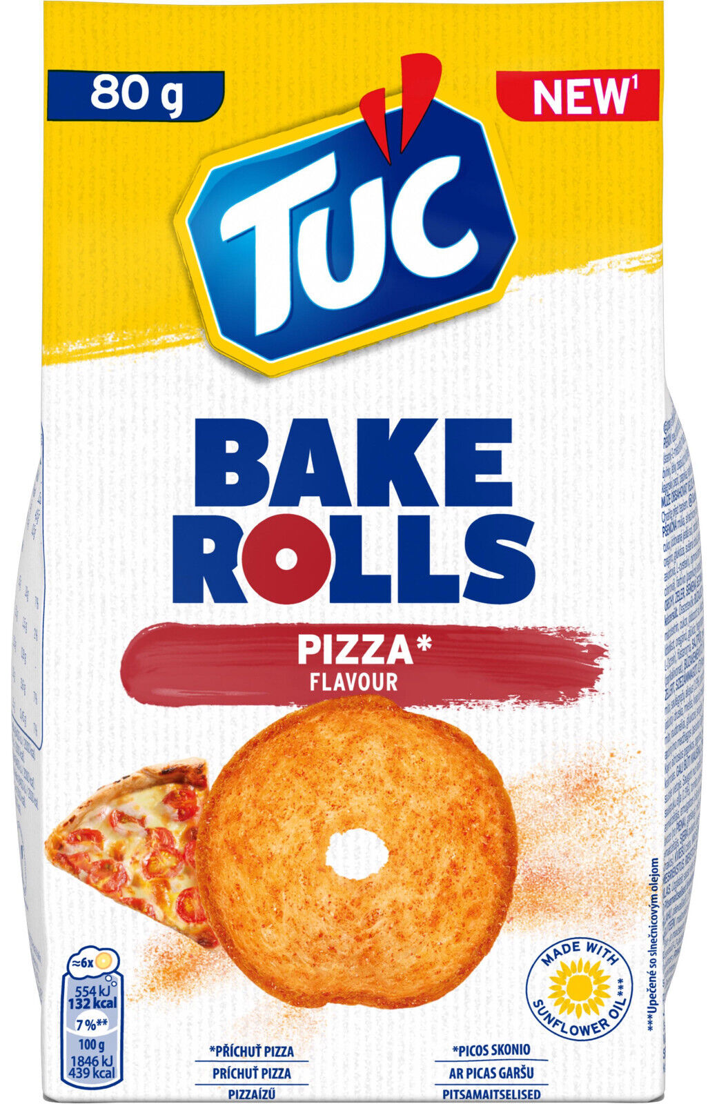 4 TUC BAKE ROLLS Pizza Flavor Oven Baked Bread Bites Snacks 80g 2.8oz