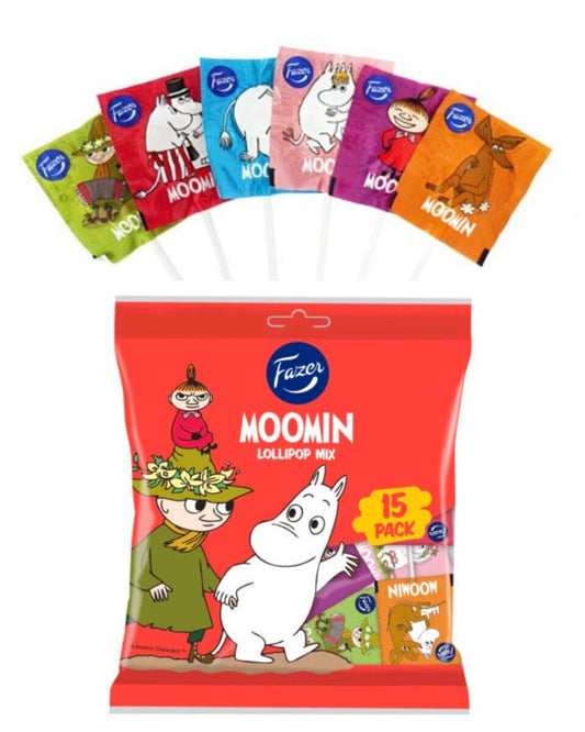 FAZER MOOMIN Lollipop Mix Fruit Flavor Assorted Party Sweets Candy 120g 4.2oz