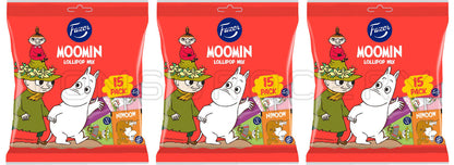 3 FAZER MOOMIN Lollipop Mix Fruit Flavor Assorted Party Sweets Candy 120g 4.2oz