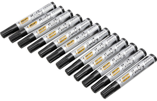 12 BIC MARKING 2000 Black Color Universal Permanent Marker Pens Made in France