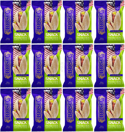 12 CALIFORNIA SNACK Pistachios Roasted & Salted Premium Quality Boso 120g 4.2oz