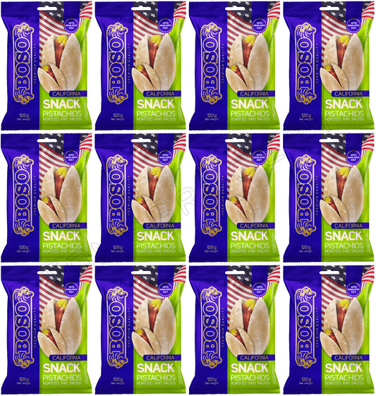 12 CALIFORNIA SNACK Pistachios Roasted & Salted Premium Quality Boso 120g 4.2oz