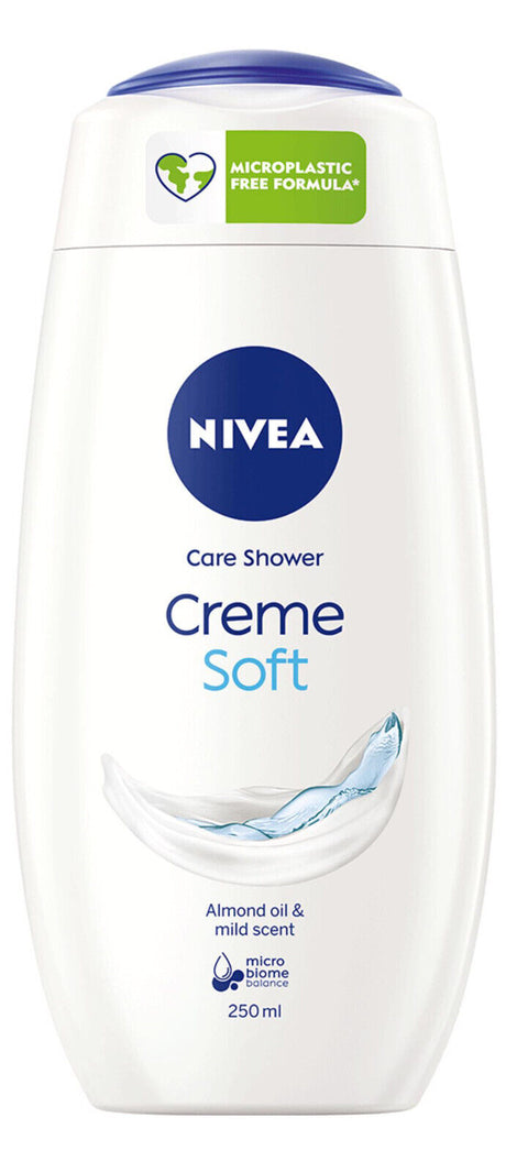 3 NIVEA CREME SOFT Care Shower Cream with Almond Oil & Mild Scent Bottles 250ml