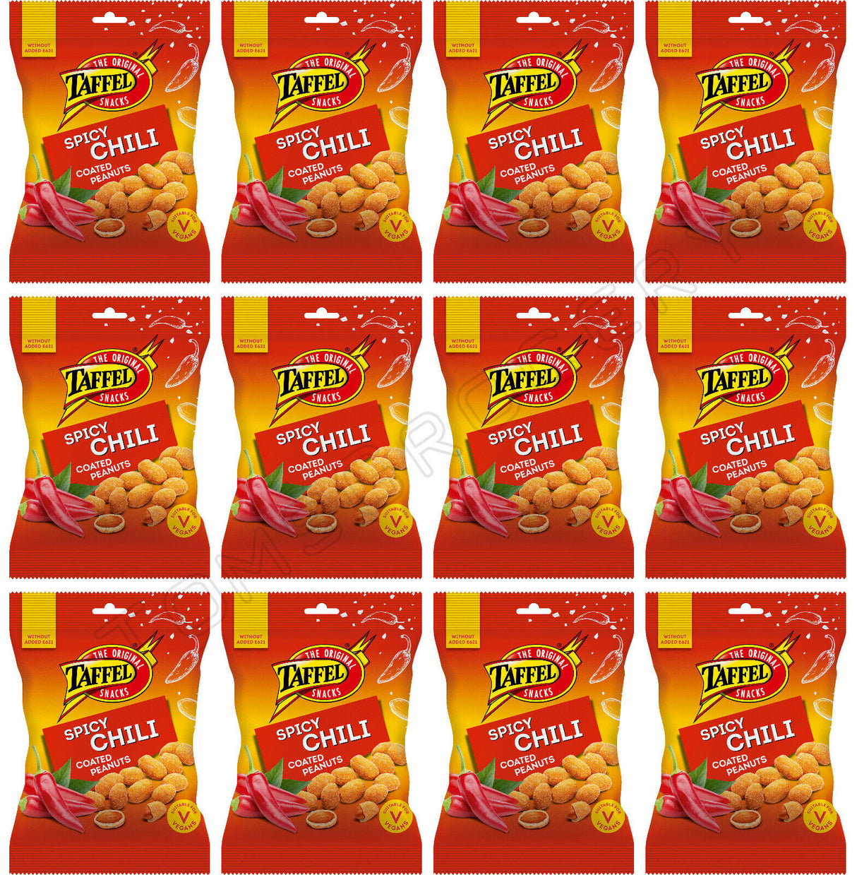 12 TAFFEL SPICY CHILI Flavor Crunchy Coated Peanuts 140g 4.9oz