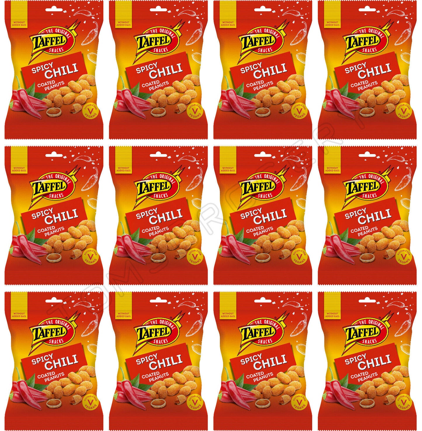 12 TAFFEL SPICY CHILI Flavor Crunchy Coated Peanuts Beer Snacks 140g 4.9oz