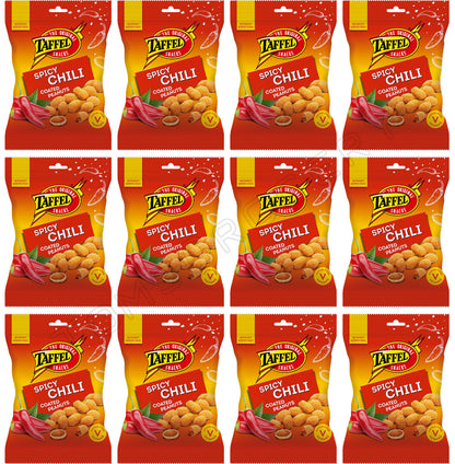 12 TAFFEL SPICY CHILI Flavor Crunchy Coated Peanuts Beer Snacks 140g 4.9oz