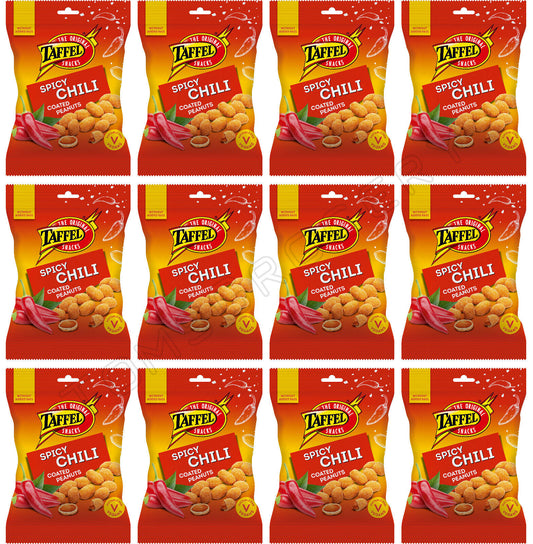 12 TAFFEL SPICY CHILI Flavor Crunchy Coated Peanuts Beer Snacks 140g 4.9oz