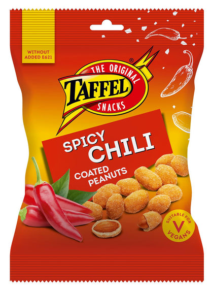 12 TAFFEL SPICY CHILI Flavor Crunchy Coated Peanuts Beer Snacks 140g 4.9oz