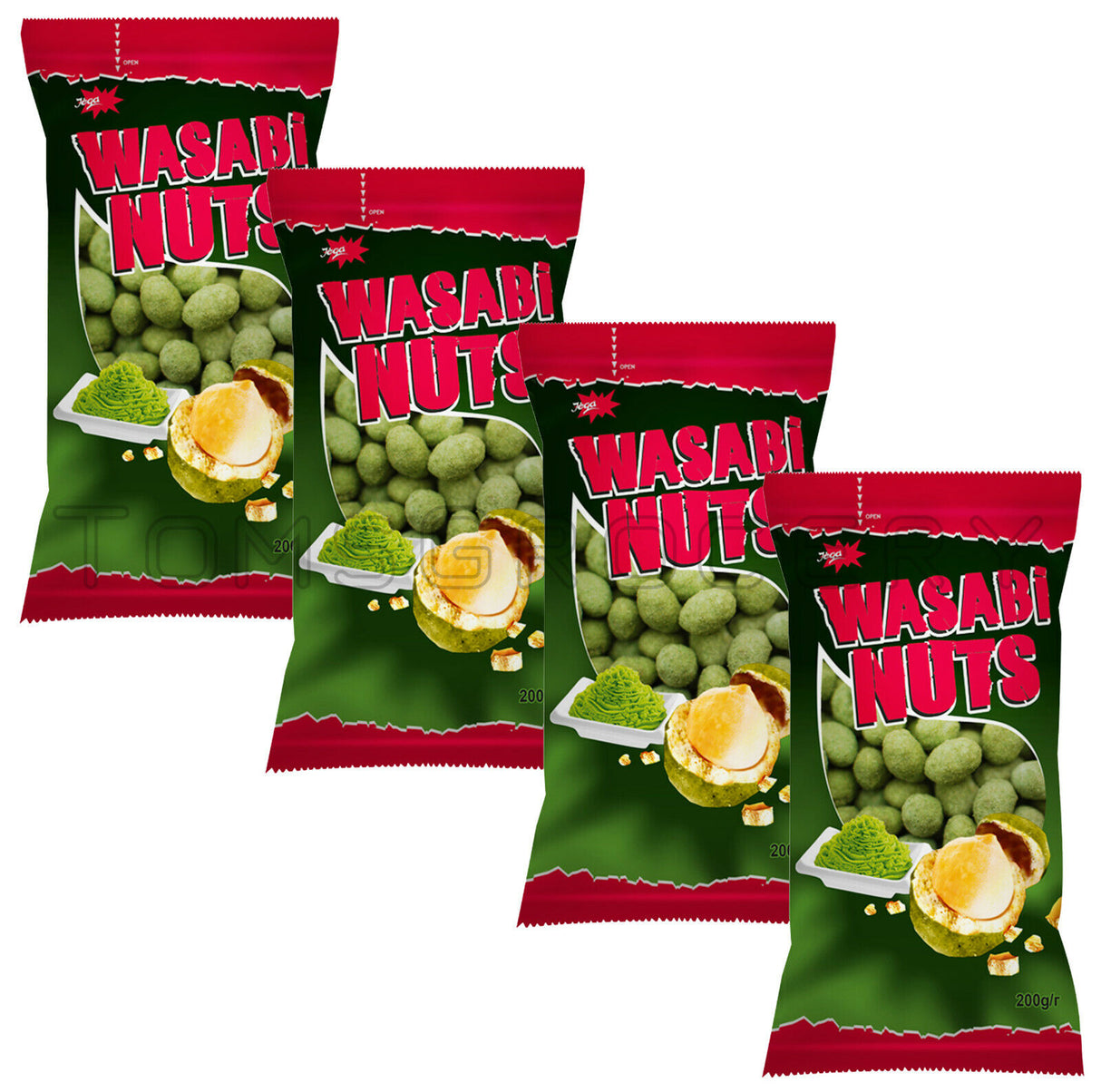 JEGA WASABI Flavor Crispy Coated Peanuts Snacks 4 x 200g 7oz