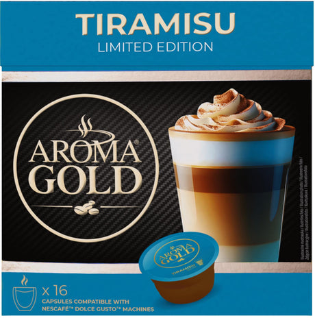 3 Boxes AROMA GOLD TIRAMISU Flavor Dolce Gusto Coffee Capsules (48 cups total)