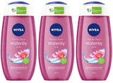 3 NIVEA Waterlily & Oil Caring & Refreshing Shower Gel Bottles 250ml 8.45 fl. oz