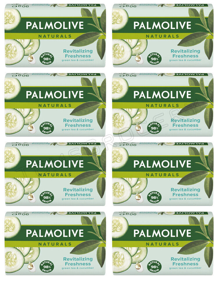 8 PALMOLIVE Revitalizing Freshness Natural Green Tea & Cucumber Bar Soaps 90g
