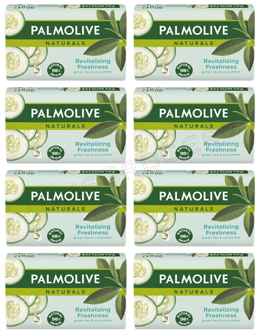 8 PALMOLIVE Revitalizing Freshness Natural Green Tea & Cucumber Bar Soaps 90g