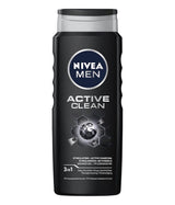 3 NIVEA MEN ACTIVE CLEAN 3in1 Stimulating Shower Gel with Active Charcoal 500ml