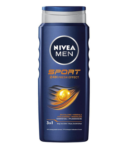 3 NIVEA MEN SPORT 24h Fresh Effect Revitalizing Shower Gel with Minerals 500ml