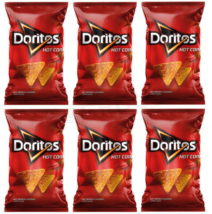 6 DORITOS HOT Pepper Flavor Tortilla Chips 100g 3.5oz