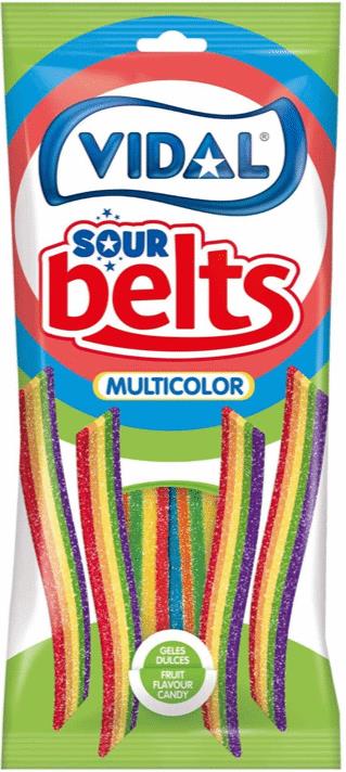 16 VIDAL Sour Sugar Coated Rainbow Belts Gummy Candy Sweets Bags 90g 3.2oz